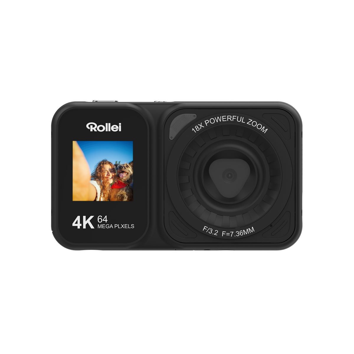 Compactline Dual Screen | 64 MP Digitalkamera mit 4K