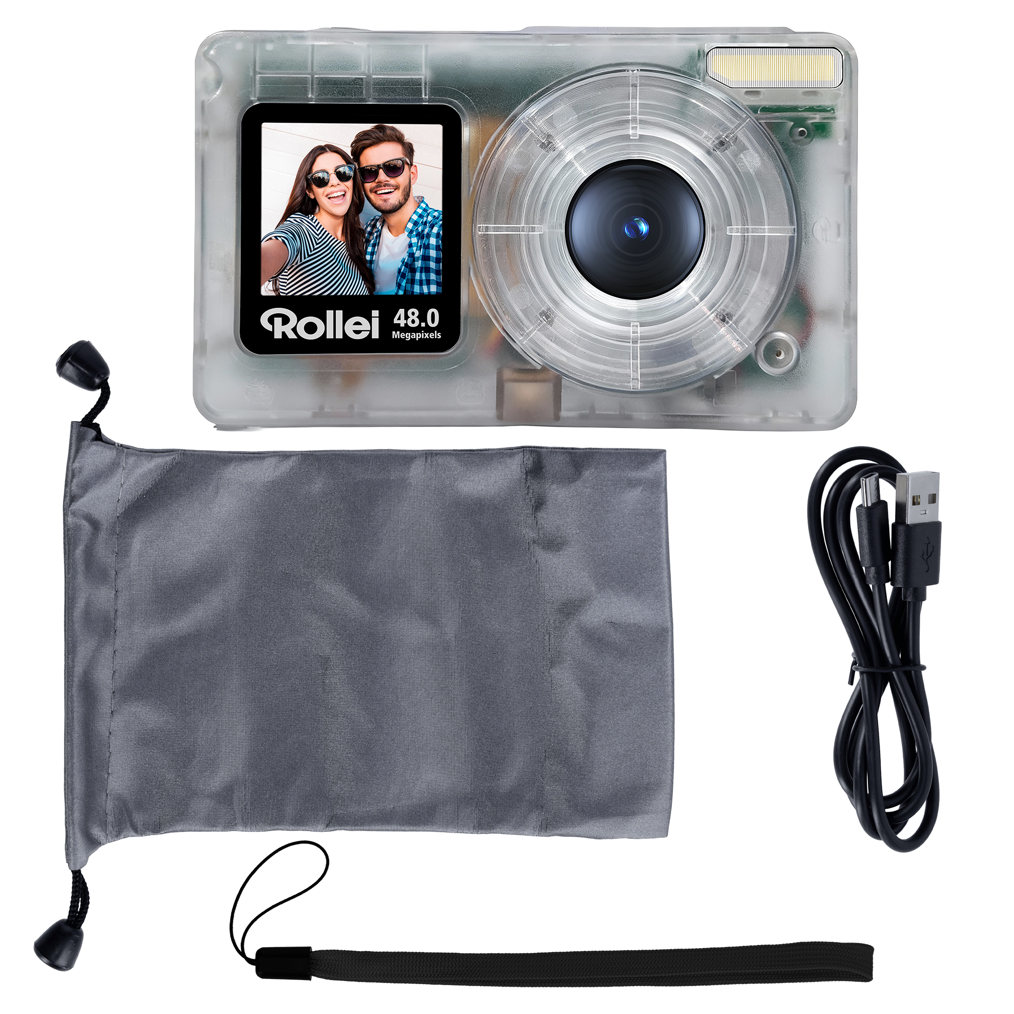 Compactline Pocket | Transparent Clear | 48 MP Digitalkamera mit 4K