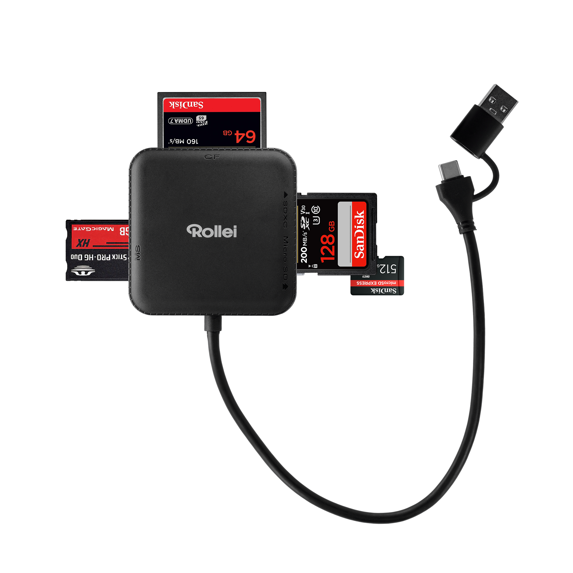 4-in-1 Kartenlesegerät | SD, CF, MS & microSD