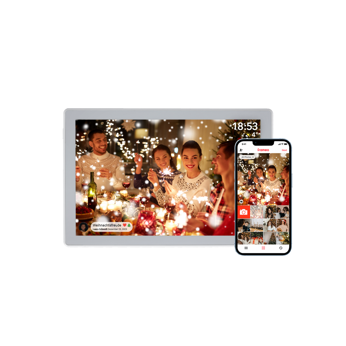 Smarter picture frame | 10 "Diagonal | Wifi | Frameo app | Model 106 Portable
