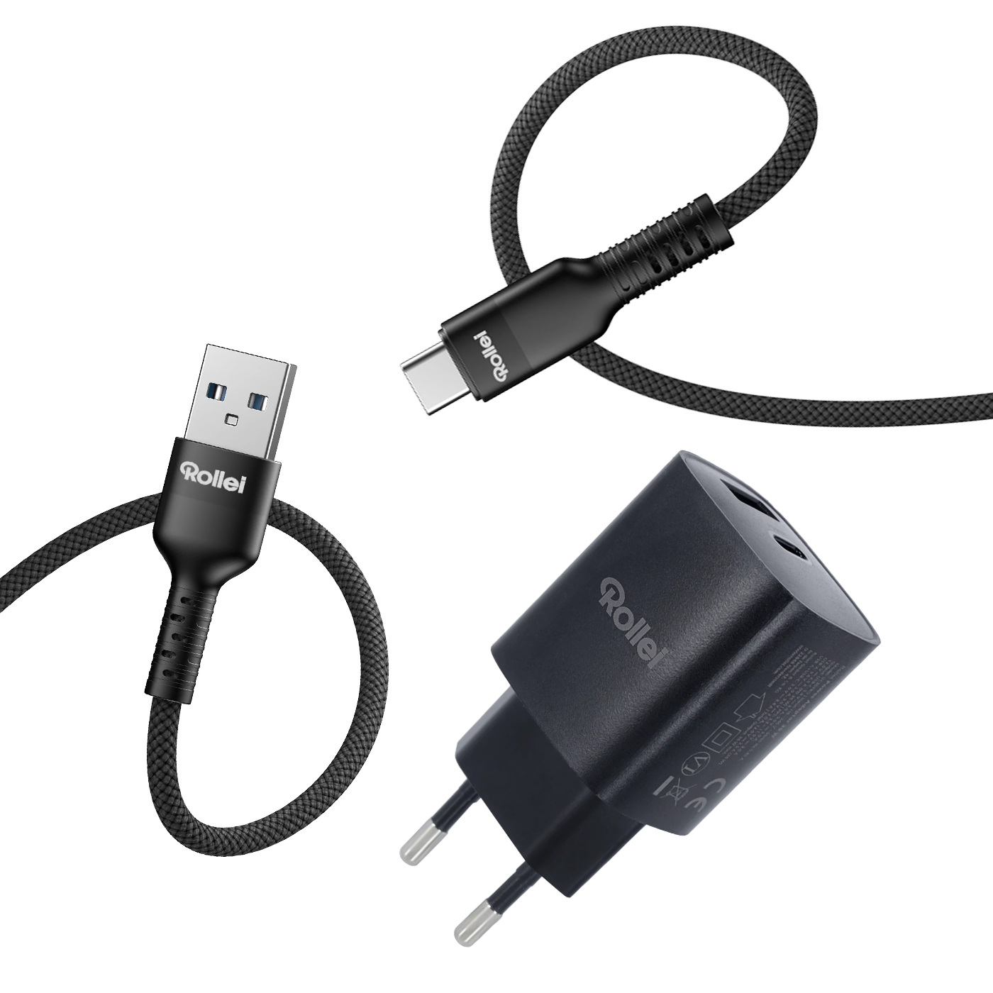 Bundle Schnellladegerät 30 W inkl. 1x USB-C und 1x USB-A Kabel