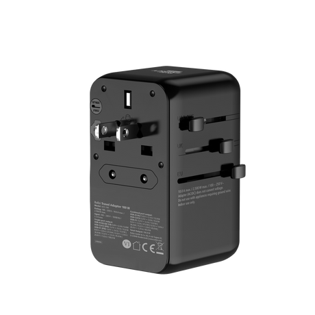 Reiseadapter I 100 Watt I mit 3 USB-C- & 2 USB-A-Anschlüssen