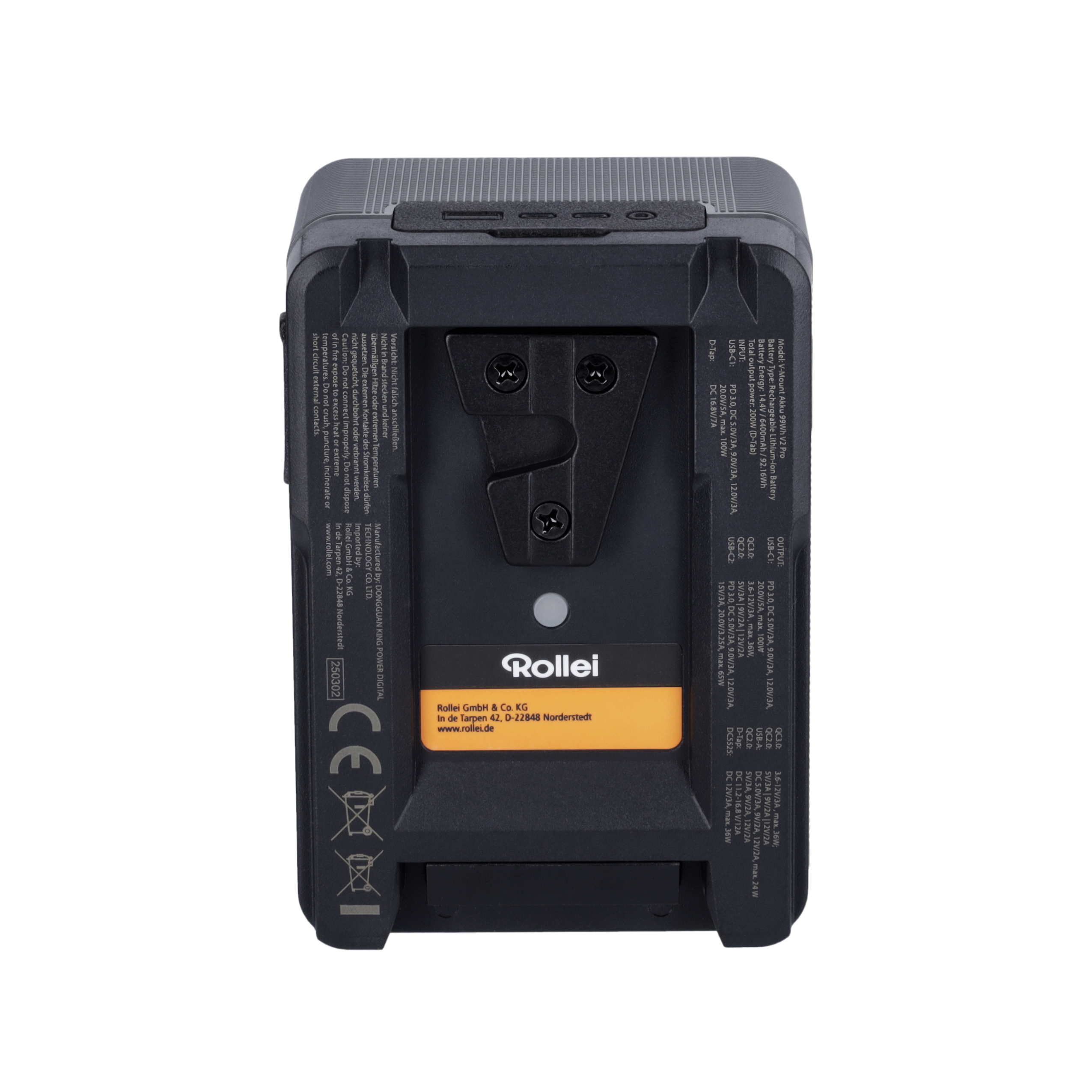 V-Mount Akku 99Wh V2 Pro – Rückseite 