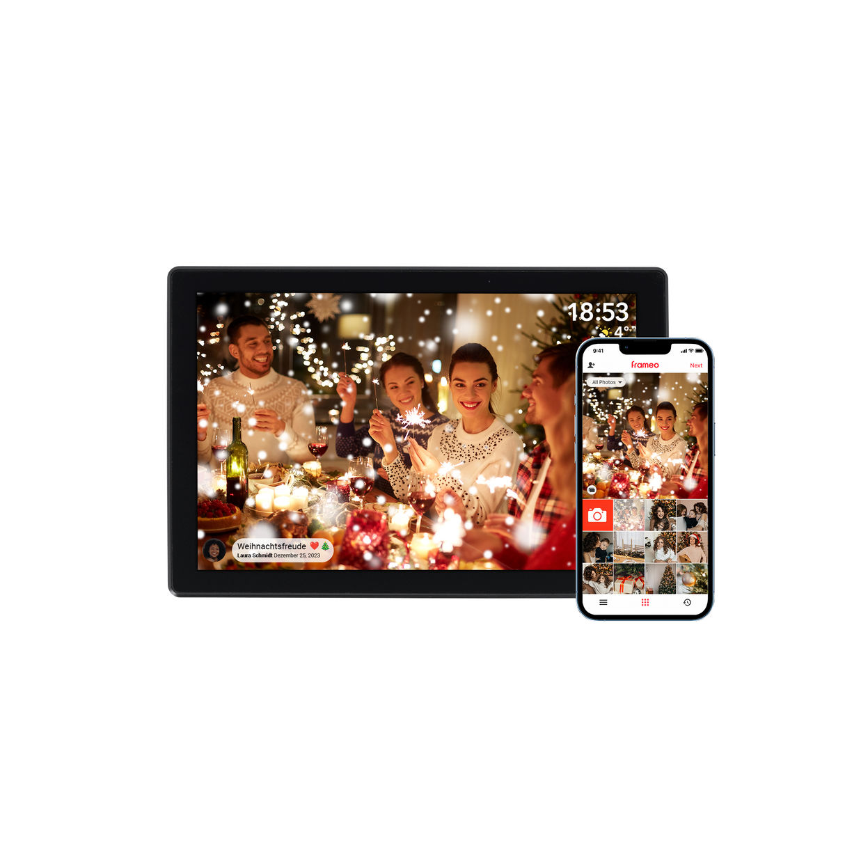 Smarter picture frame | 10 "Diagonal | Wifi | Frameo app | Model 106 Portable