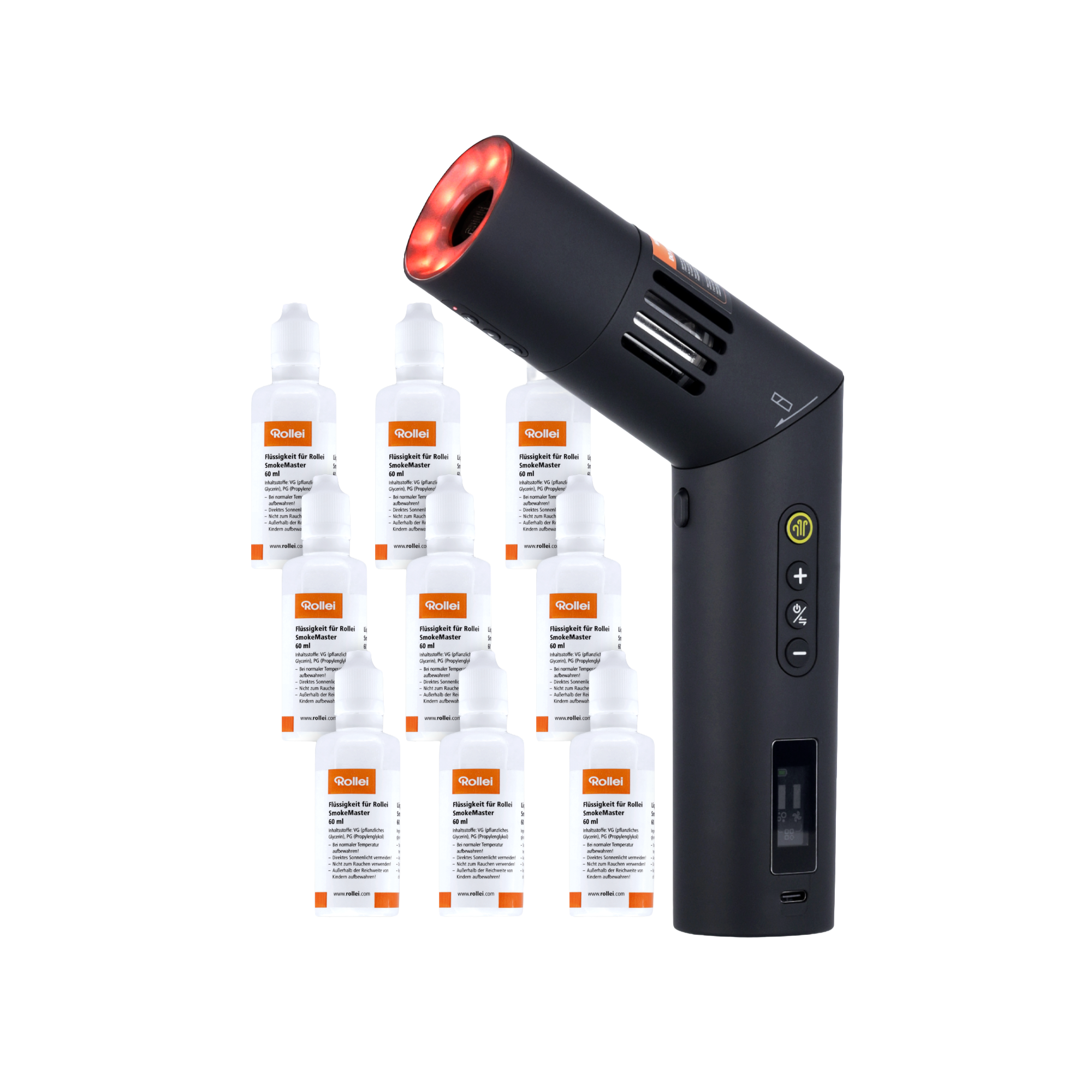 Bundle SmokeMaster Pro RGB | Fog Machine incl. Set of 9 Fog Fluids
