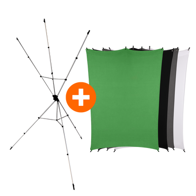 Bundle X-Drop Hintergrund-System + Hintergrund 2,1 x 1,5 m